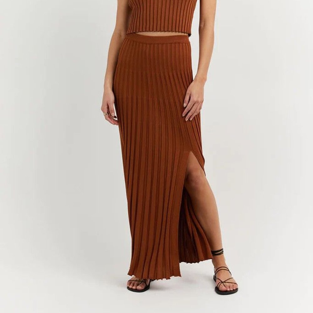 DISSH Ada Tan Knit Midi Skirt - NWT